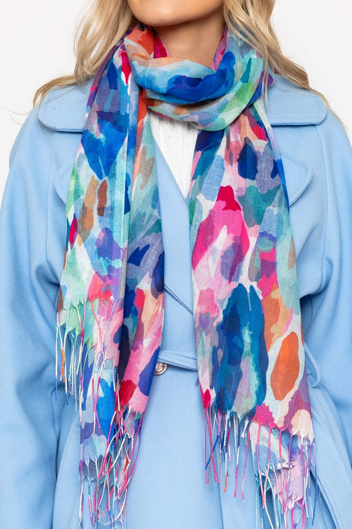 Blue & Pink Watercolour Print Scarf