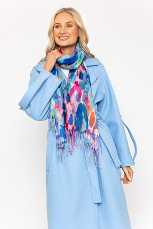 Carraig Donn Blue & Pink Watercolour Print Scarf