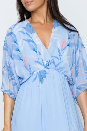 Carraig Donn Blue Print Empire Waist Midi Dress
