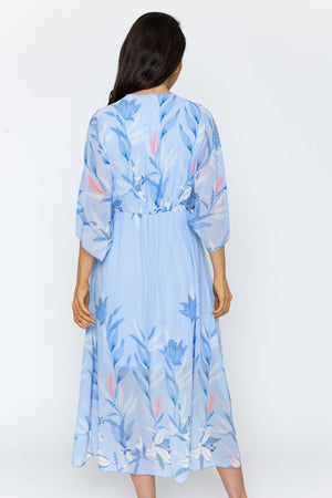 Carraig Donn Blue Print Empire Waist Midi Dress
