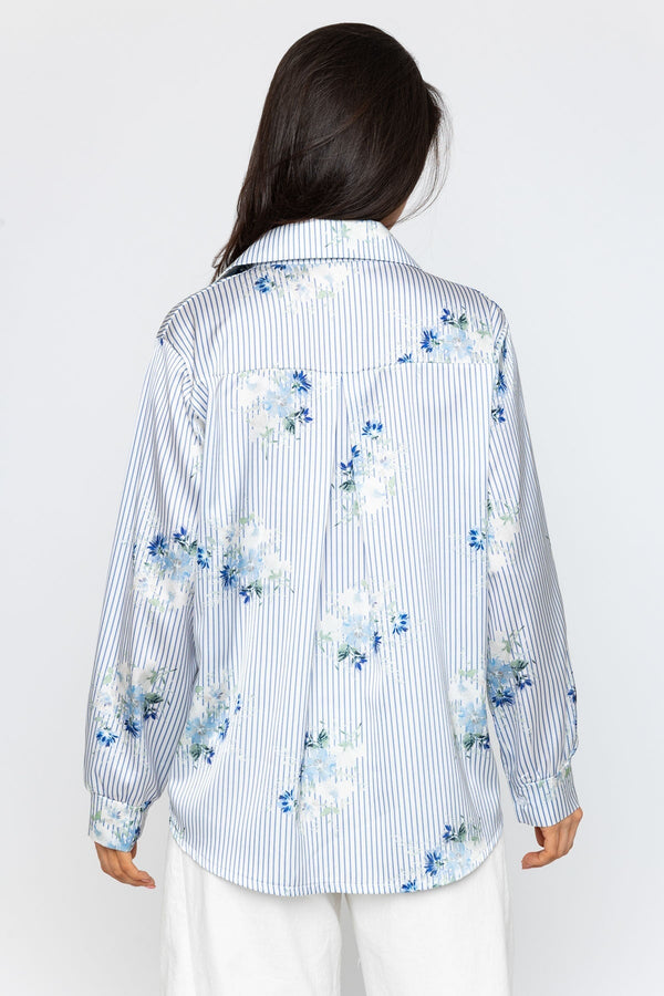 Carraig Donn Blue Print Sateen Shirt