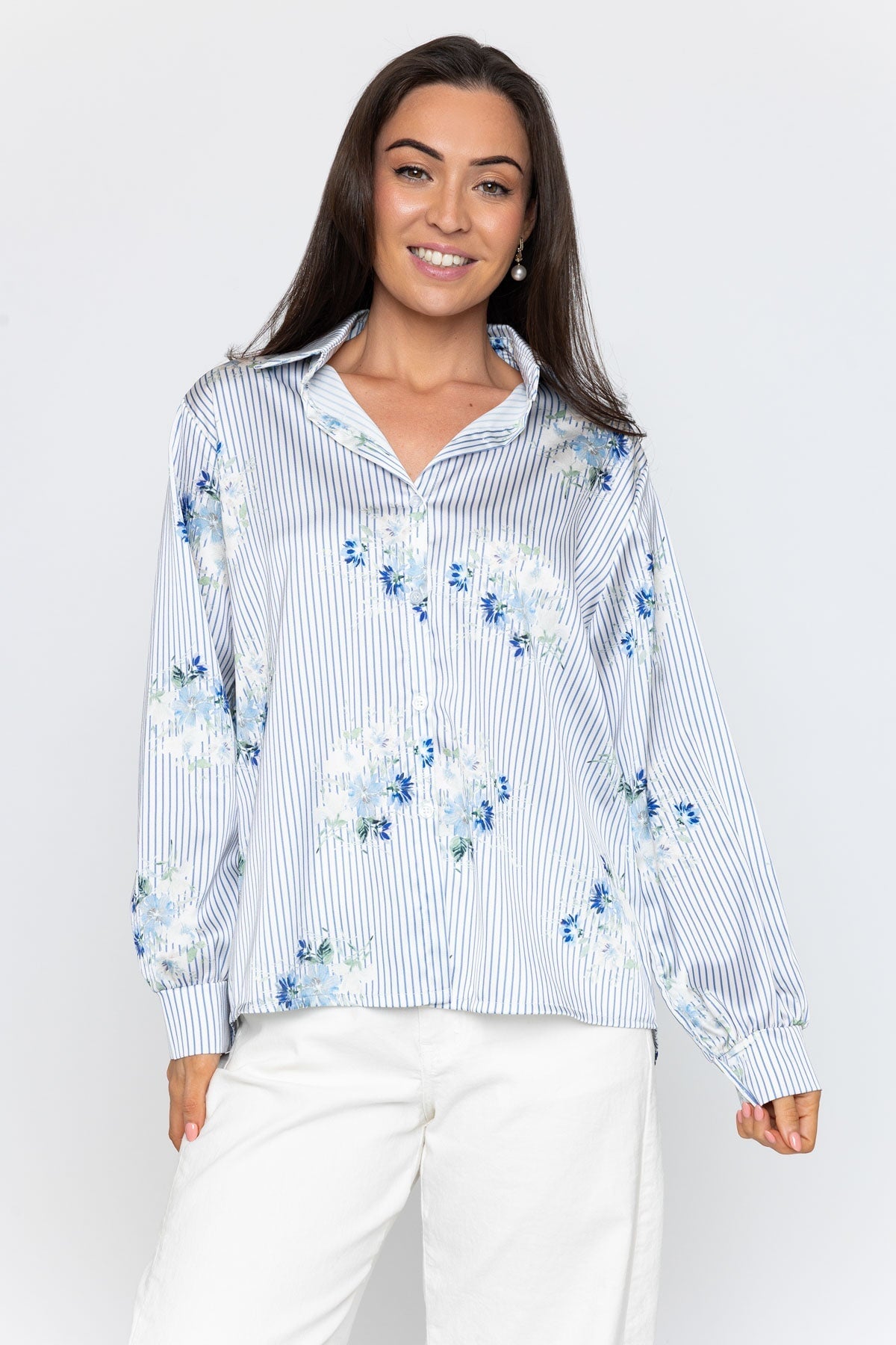 Blue Print Sateen Shirt