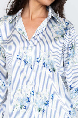 Carraig Donn Blue Print Sateen Shirt
