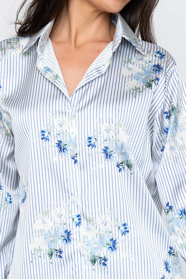Carraig Donn Blue Print Sateen Shirt