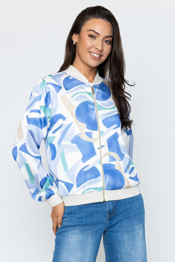 Carraig Donn Blue Printed Bomber Jacket