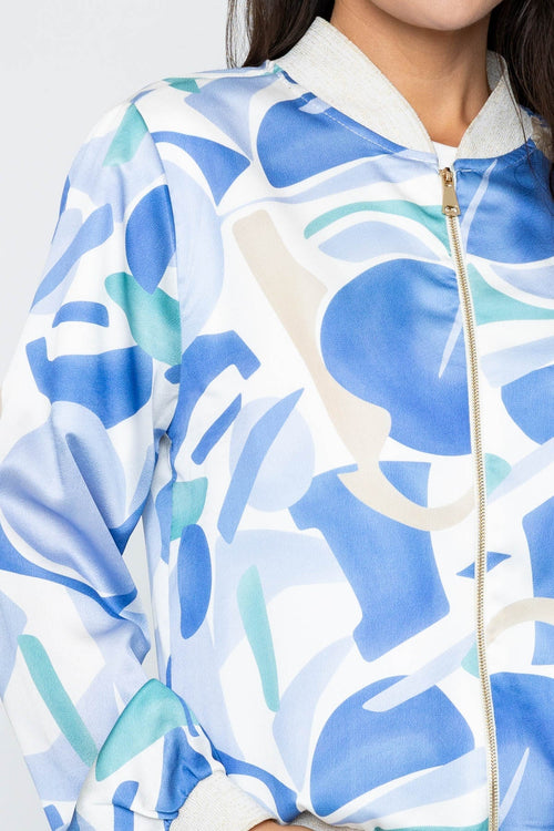 Carraig Donn Blue Printed Bomber Jacket