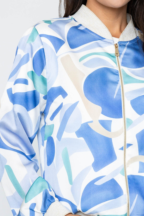 Carraig Donn Blue Printed Bomber Jacket