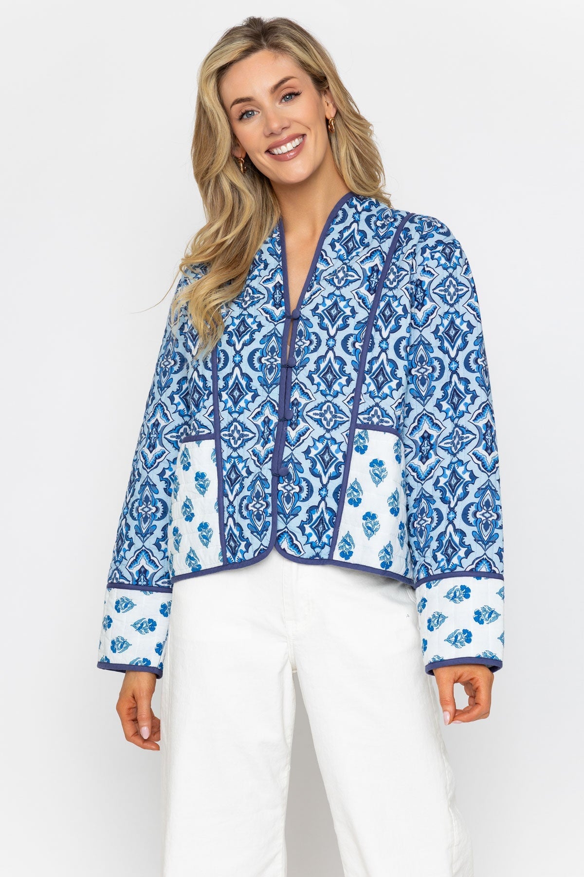 Blue Printed Cotton Jacket