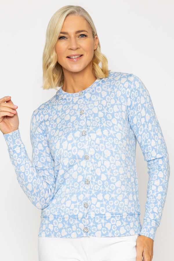 Carraig Donn Blue Printed Knit Cardigan