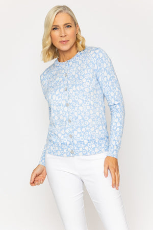 Carraig Donn Blue Printed Knit Cardigan