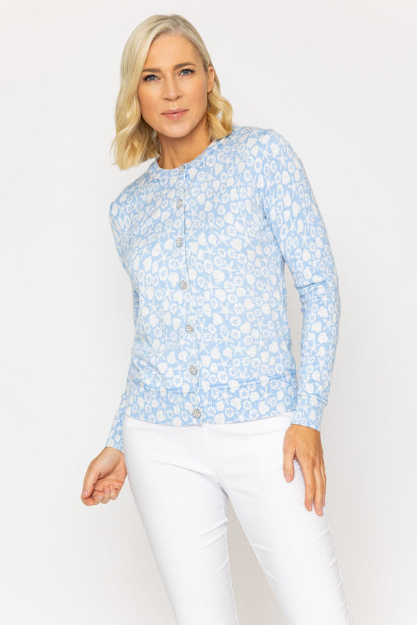 Carraig Donn Blue Printed Knit Cardigan