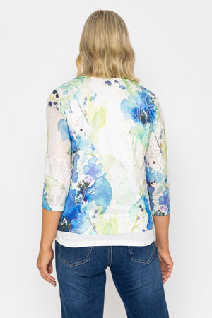 Carraig Donn Blue Printed Top With Tie Hem