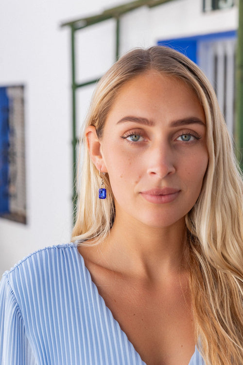 Blue Sapphire And Silver Earrings