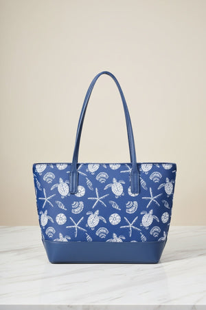 Carraig Donn Blue Sea Life Print Tote Bag