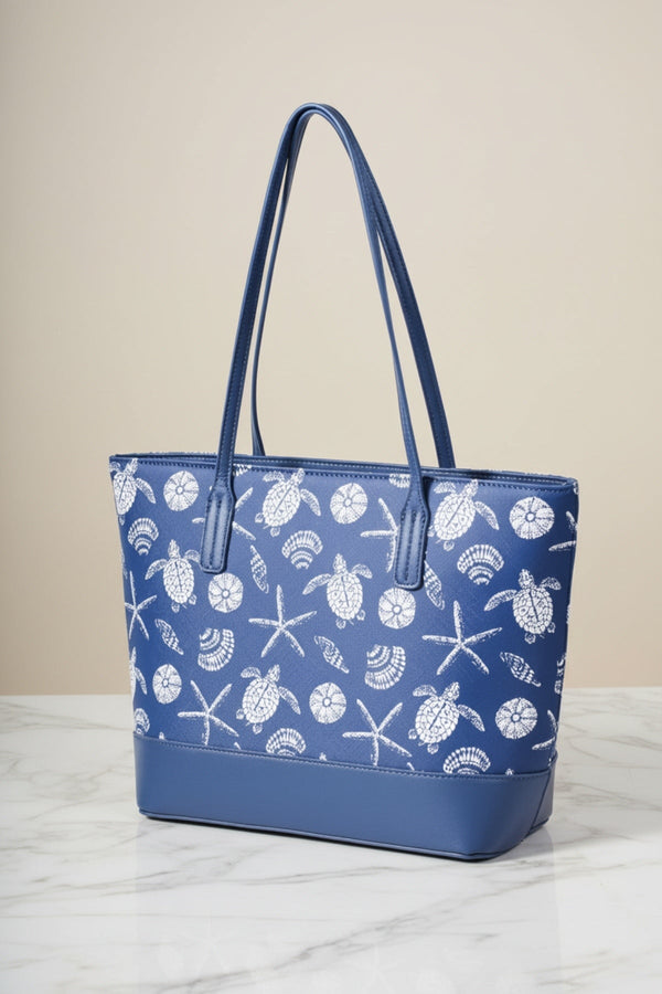 Carraig Donn Blue Sea Life Print Tote Bag