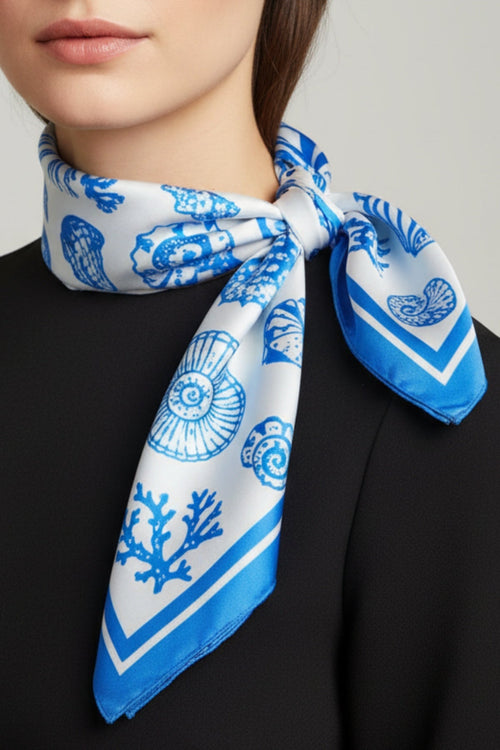Blue Shell Print Neckerchief