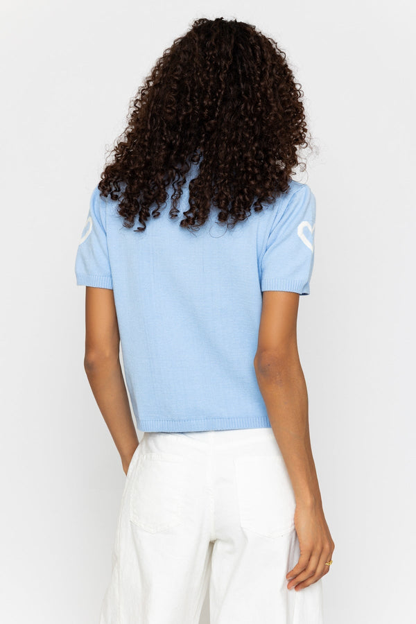 Carraig Donn Blue Short Sleeve Floral Knit
