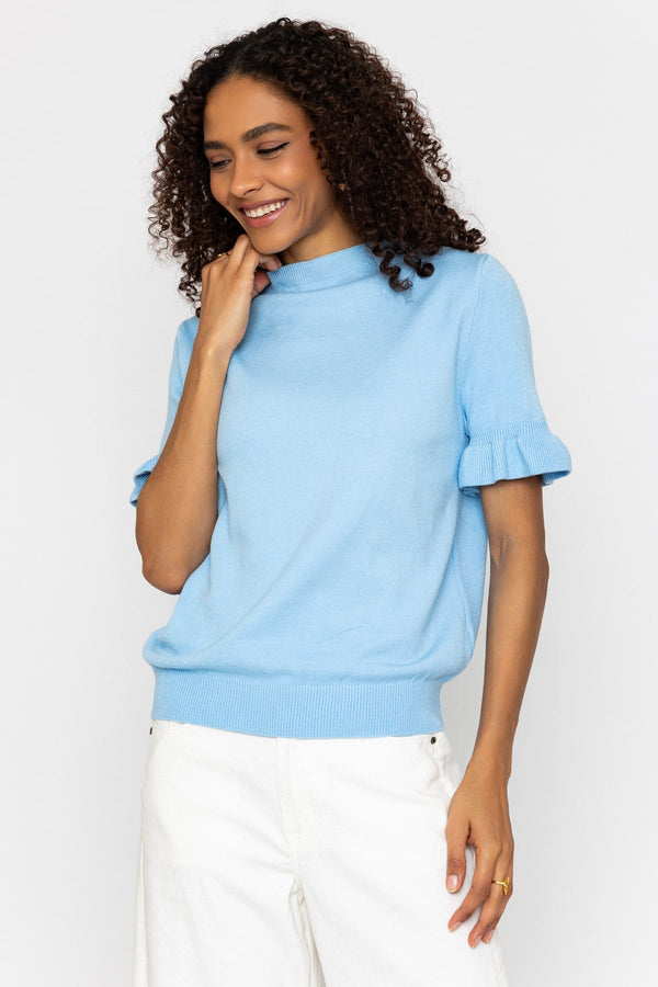 Carraig Donn Blue Short Sleeve Viscose Blend Knit