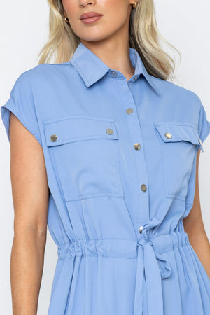 Carraig Donn Blue Short Sleeves Utility Midi Dress