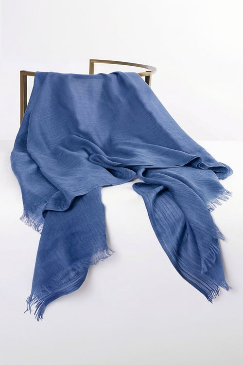 Blue Soft Touch Cotton Blend Scarf