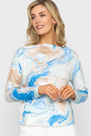 Carraig Donn Blue Soft Touch Long Sleeve Top