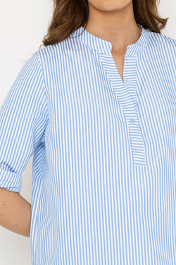 Carraig Donn Blue Stripe Collarless Shirt