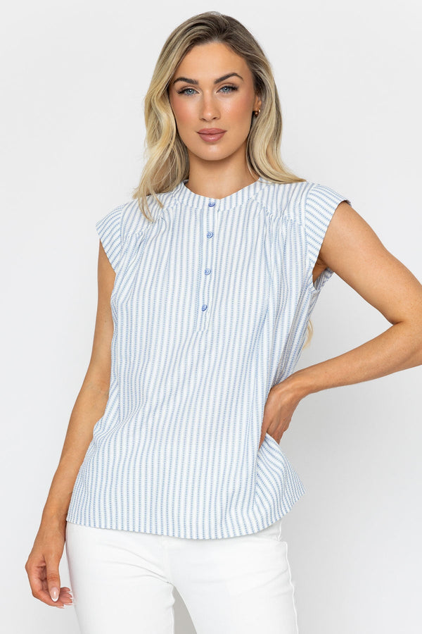 Carraig Donn Blue Striped Print Shell Top