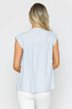 Carraig Donn Blue Striped Print Shell Top