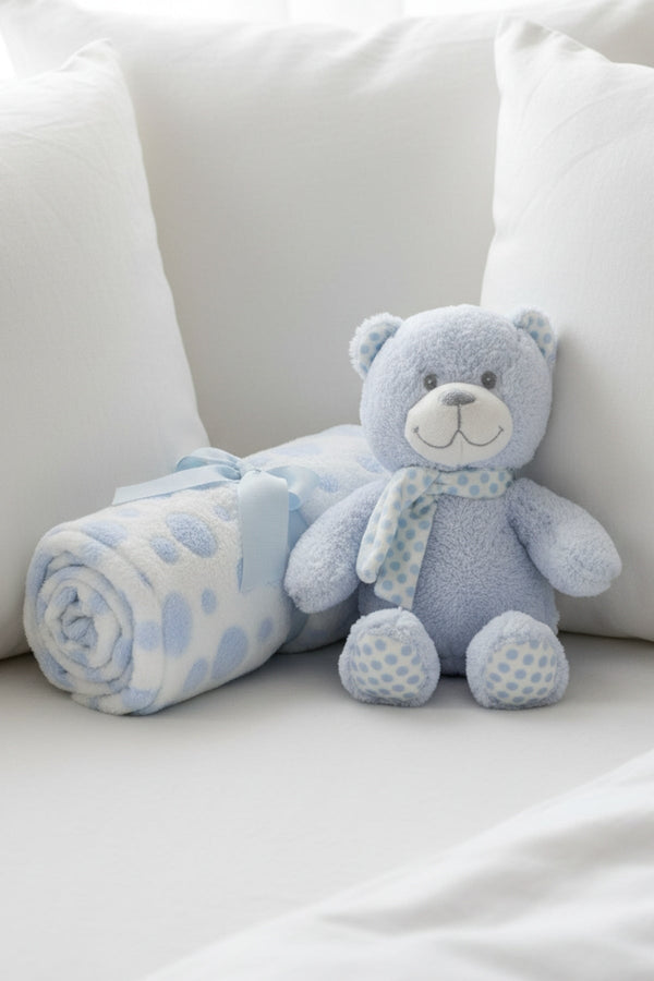 Carraig Donn Blue Teddy & Blanket Gift Set