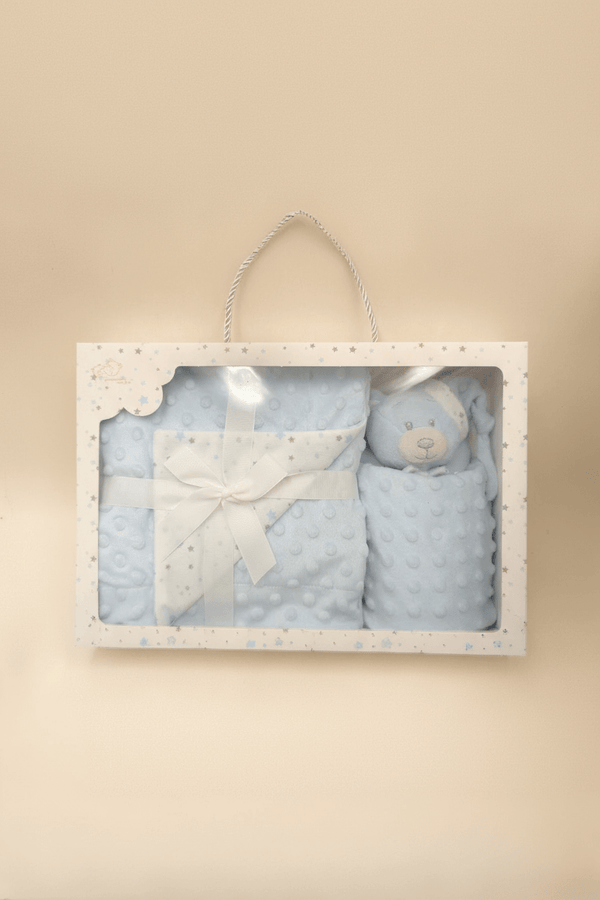 Carraig Donn Blue Teddy Comforter & Blanket Gift Set