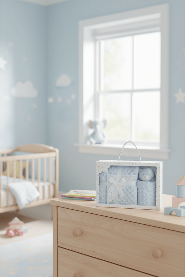 Carraig Donn Blue Teddy Comforter & Blanket Gift Set