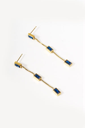 Carraig Donn Blue Three Stone Drop Earrings