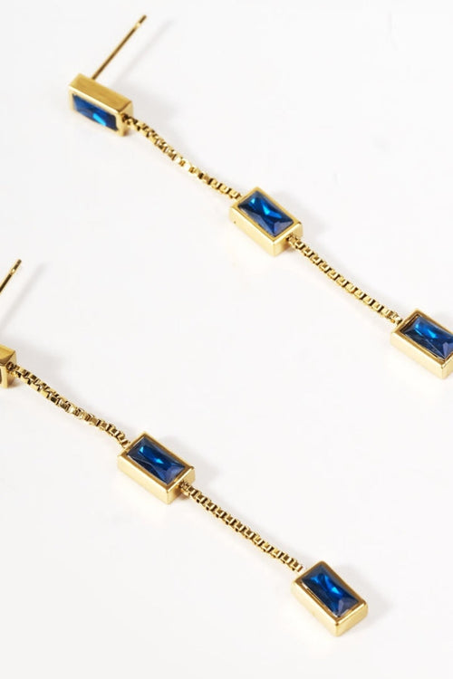 Carraig Donn Blue Three Stone Drop Earrings