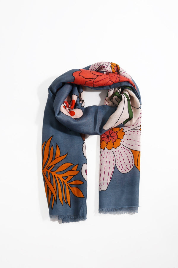 Carraig Donn Blue Tropical Print Scarf