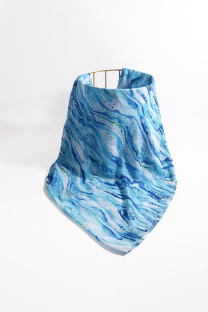 Carraig Donn Blue Wave Print Scarf