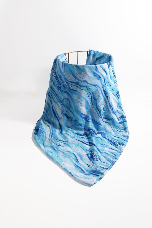 Carraig Donn Blue Wave Print Scarf