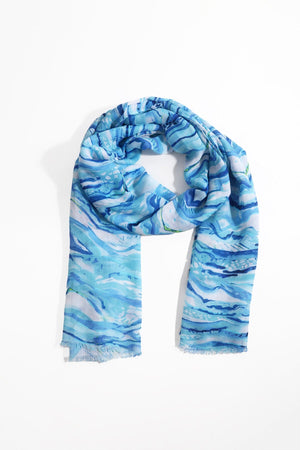 Carraig Donn Blue Wave Print Scarf