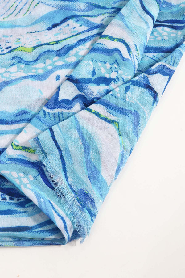 Carraig Donn Blue Wave Print Scarf