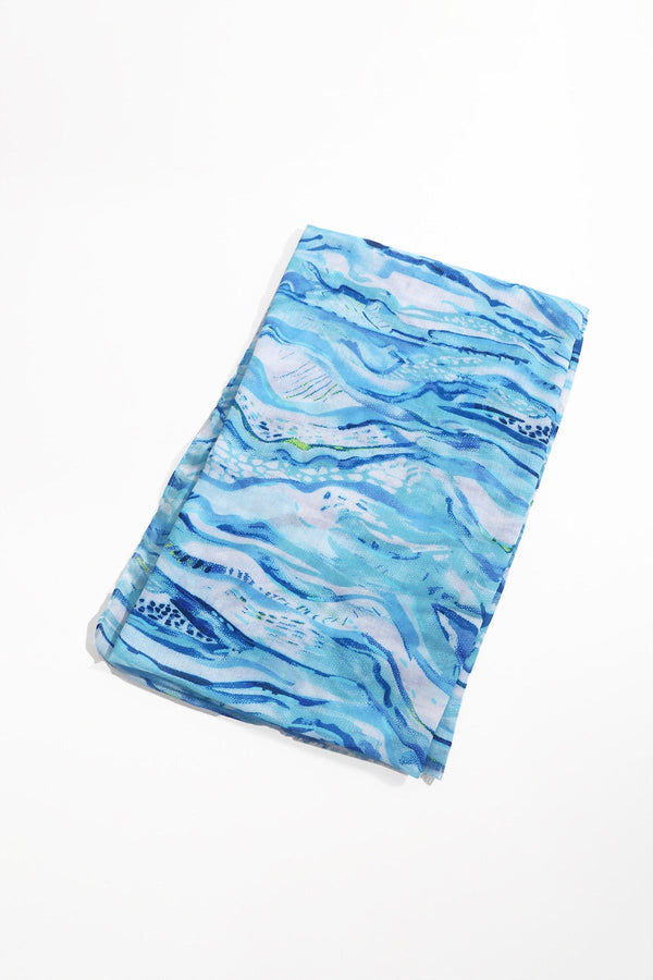 Carraig Donn Blue Wave Print Scarf