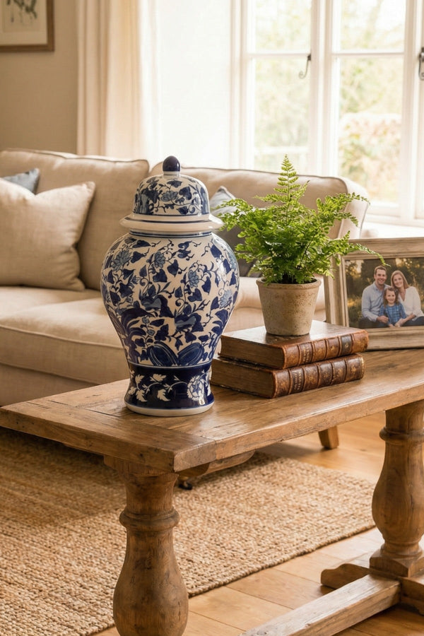 Carraig Donn Blue & White Porcelain Chinoiserie Jar
