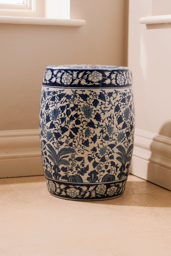 Carraig Donn Blue & White Porcelain Chinoiserie Multipurpose Stool