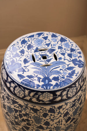 Carraig Donn Blue & White Porcelain Chinoiserie Multipurpose Stool