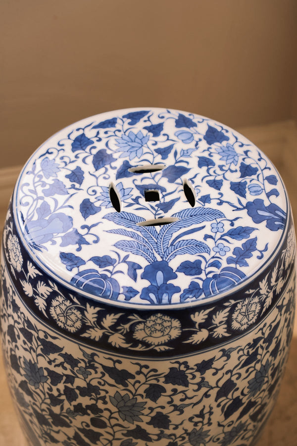 Carraig Donn Blue & White Porcelain Chinoiserie Multipurpose Stool