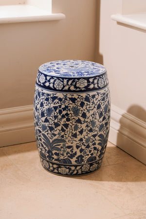 Carraig Donn Blue & White Porcelain Chinoiserie Multipurpose Stool