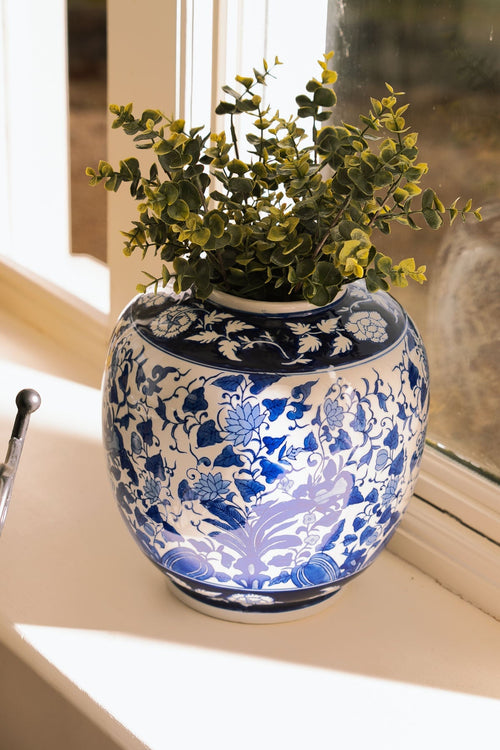 Blue & White Porcelain Chinoiserie Vase