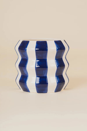 Carraig Donn Blue & White Stripe Ceramic Plant Pot