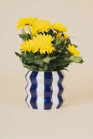 Carraig Donn Blue & White Stripe Ceramic Plant Pot