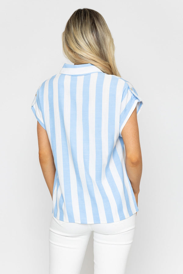 Carraig Donn Blue & White Striped Short Sleeve Top