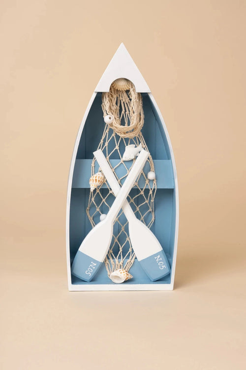 Blue Wooden Boat Paddle Decor