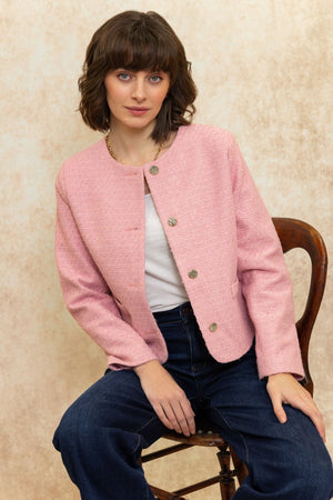 Carraig Donn Bouclé Jacket in Pink